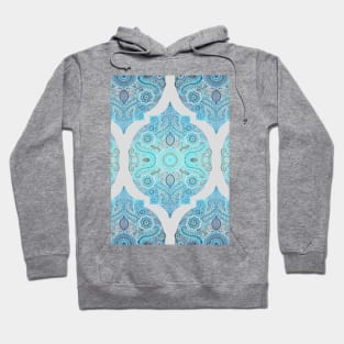 Through Ocean & Sky - turquoise & blue Moroccan pattern Hoodie